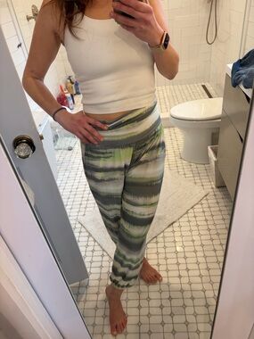 Women's Green and white striped C&C Sport foldover y2k joggers